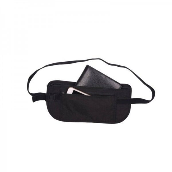 Money belt heuptasje - zwart - 29 x 13 cm - plat - reisportemonnee