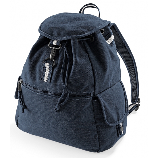 Quadra Vintage Canvas rugzak/rugtas - Blauw - 18 liter - 36 x 30 x 16 cm - Schooltas - Sporttas