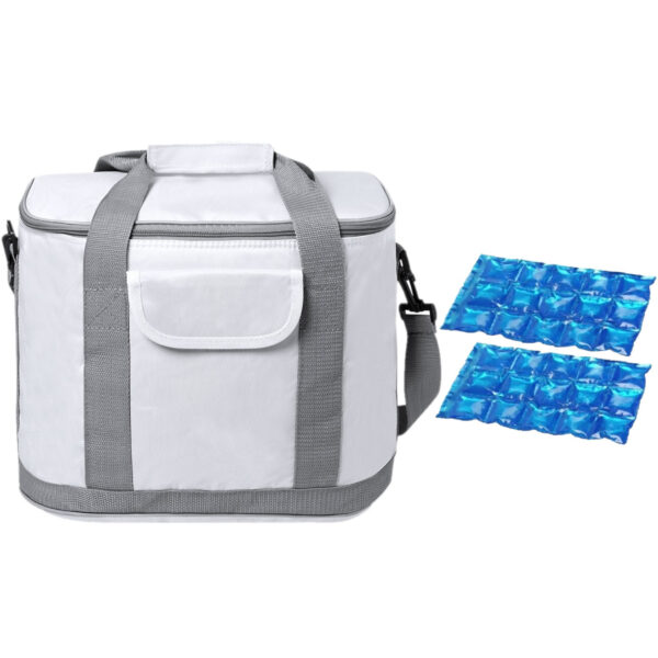 Grote koeltas draagtas/schoudertas wit met 2 stuks flexibele koelelementen 22 liter