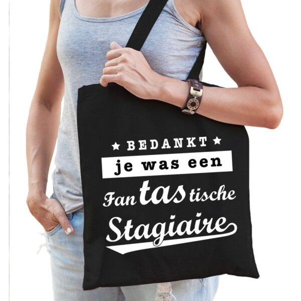 Fantastische stagiaire cadeau tas / shopper zwart katoen voor dames