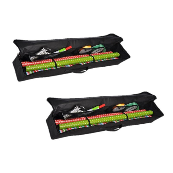 HI opbergtas voor kerst inpakpapier - Set van 2x stuks - zwart - 76 x 13 x 8 cm