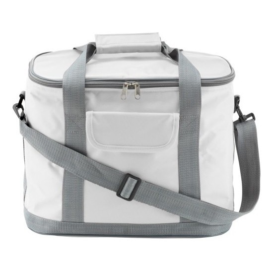 Grote koeltas Sitges - wit/grijs - met verstelbare band - 17 liter - Koeltassen outdoor / strand