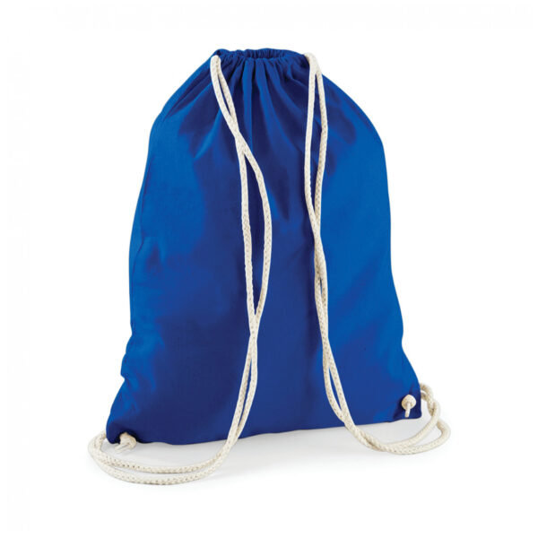 Gymtas sport/zwemmen - rugzak - blauw - met rijgkoord - 46x37 cm - katoen - 12 liter
