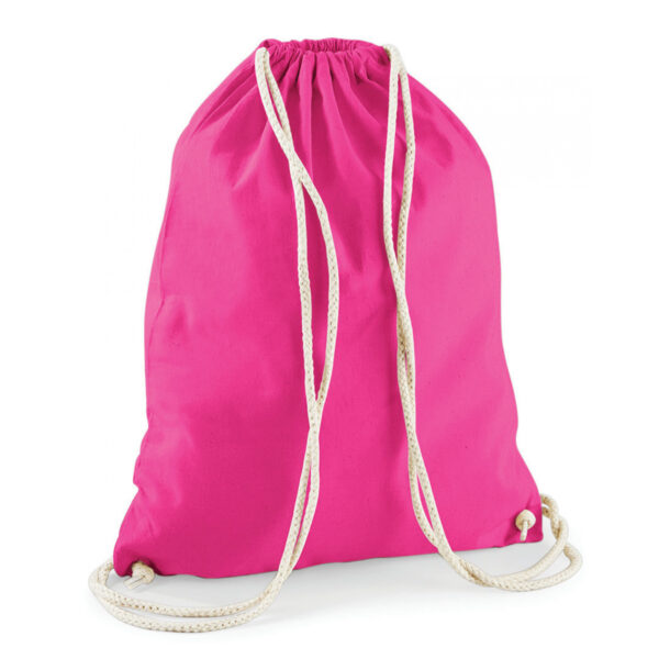 Gymtas sport/zwemmen - rugzak - fuchsia roze - met rijgkoord - 46x37 cm - katoen - 12 liter
