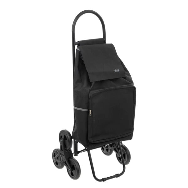 5Five Boodschappen trolley tas met trapwielen - inhoud 40 liter - zwart - 43 x 36 x 99 cm