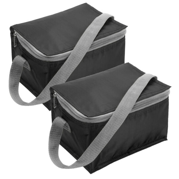 2x kleine koeltas - zwart - lunch-drankjes-medicijnen - 20 x 13 x 13cm