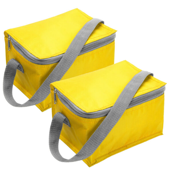 2x kleine koeltas voor 6 blikjes - geel - lunch-drankjes-medicijnen - 20 x 13 x 13 cm