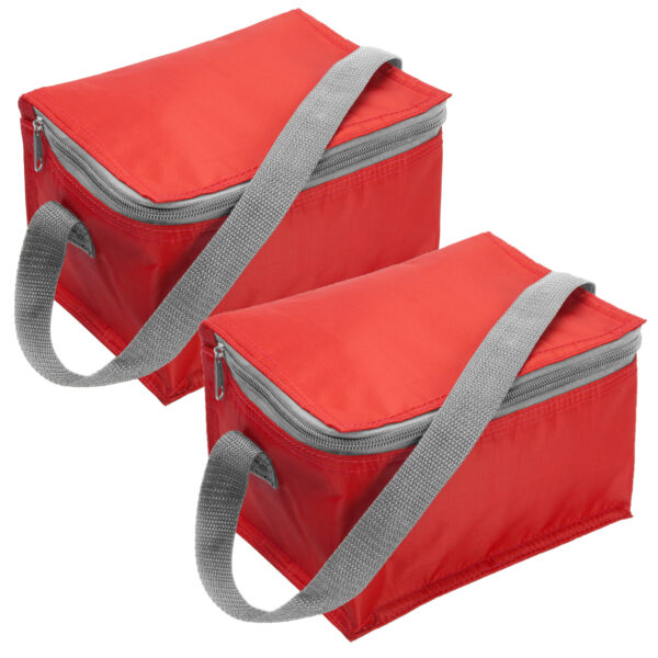 2x kleine koeltas 6 blikjes - rood - lunch-drankjes - 20 x 13 x 13 cm