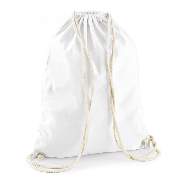 Gymtas sport/zwemmen - rugzak - wit - met rijgkoord - 46x37 cm - katoen - 12 liter