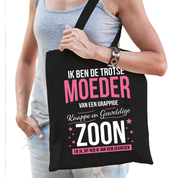 Trotse moeder van zoon - cadeau tasje - zwart - voor dames