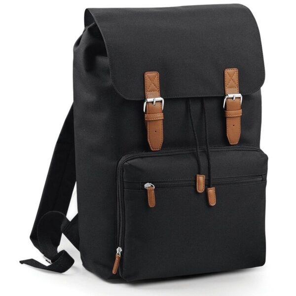 Bagbase Vintage rugzak/rugtas - Schooltas/boekentas - zwart - 18L