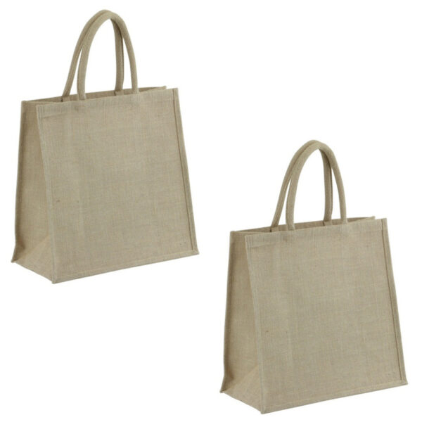 Boodschappentas - 2x - naturel - jute - 35 x 34 cm - shopping