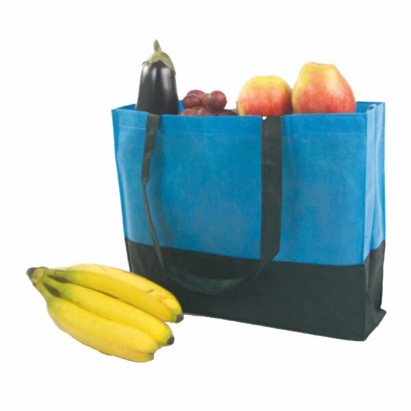 Boodschappentas - blauw - 38 x 29 x 10 cm - groot - draagtas - strandtas