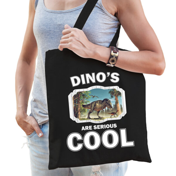 Dieren t-rex dinosaurus tasje zwart volwassenen en kinderen - dinosaurs are cool cadeau boodschappen