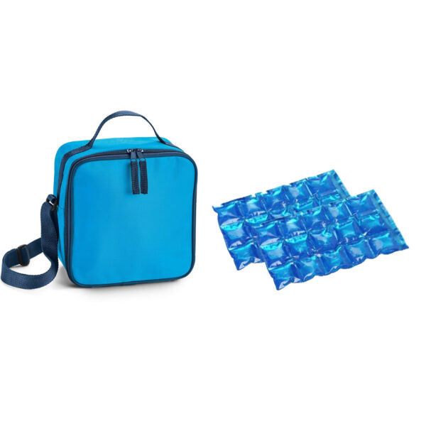 Kleine koeltas voor lunch lichtblauw met 2 stuks flexibele koelelementen 4.5 liter