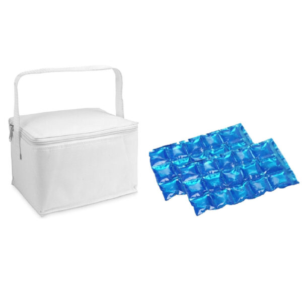 Kleine koeltas voor lunch wit met 2 stuks flexibele koelelementen 3.5 liter
