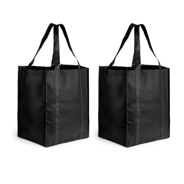 Boodschappen tas/shopper BIGGY - 3x stuks - zwart - 38 x 33 x 25 cm