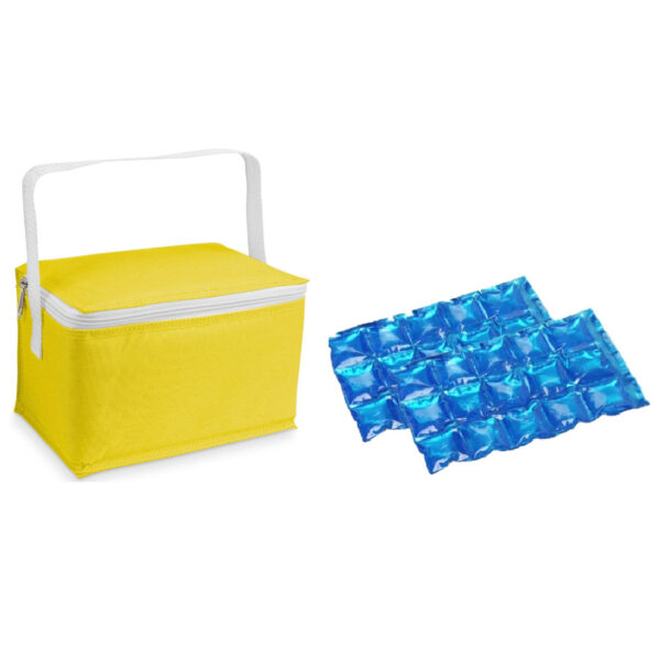 Kleine koeltas voor lunch geel met 2 stuks flexibele koelelementen 3.5 liter