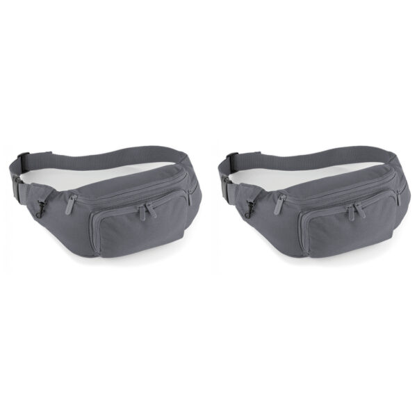 2x stuks heuptasje/buideltasje voor volwassenen - 37 x 15 cm - grijs- fanny pack - voor op reis