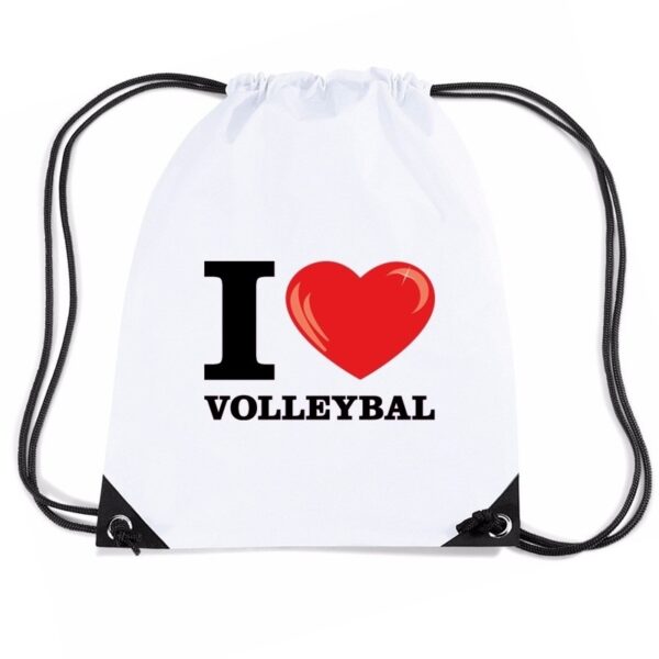 Nylon sporttas I love volleybal wit
