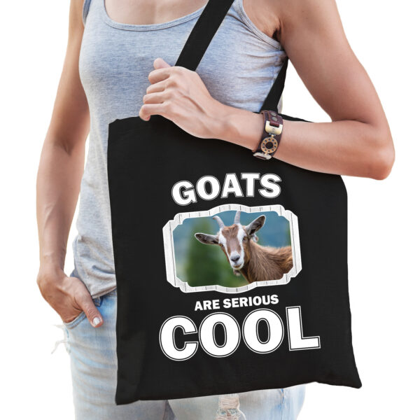 Dieren geit tasje zwart volwassenen en kinderen - goats are cool cadeau boodschappentasje