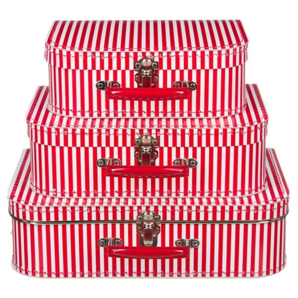 Logeerkoffer rood met strepen voor jongens 25 cm