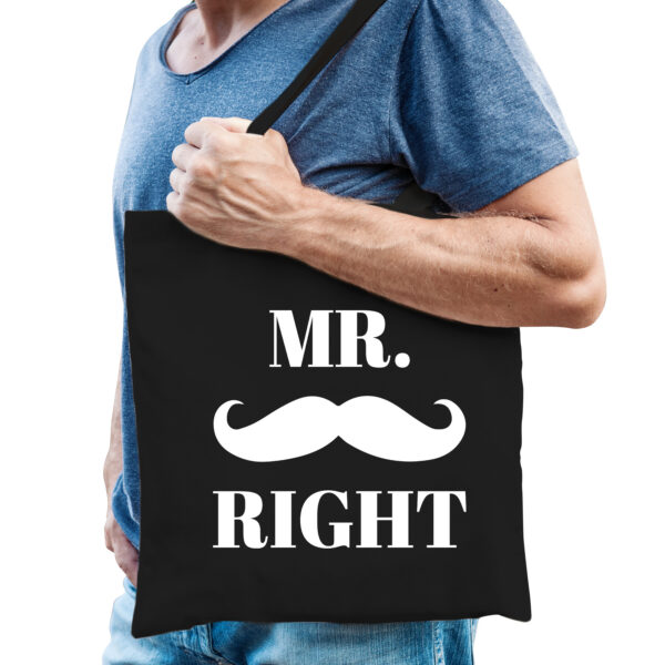 Mr right katoenen tasje met snor heren