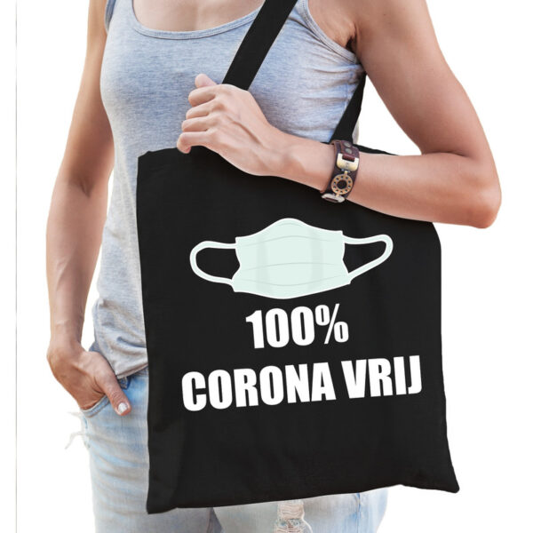 Zwart katoenen tas 100 procent corona vrij dames