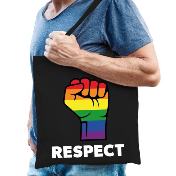 LHBT respect zwart katoenen tas