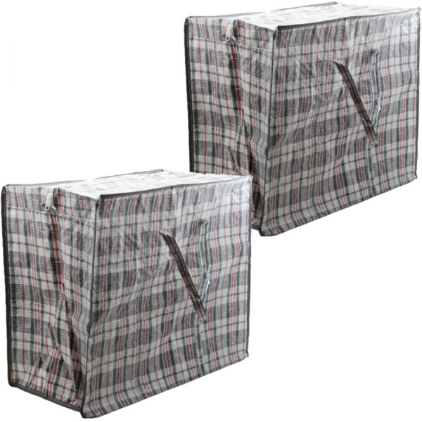 2x stuks opbergtas/hoes voor kussen/deken/dekbed/slaapzak grijs 65 x 30 x 55 cm