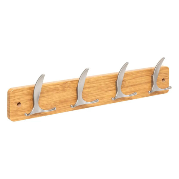 5Five Kapstok - 4 ophang haken - RVS - naturel/zilver - 45 x 10 cm