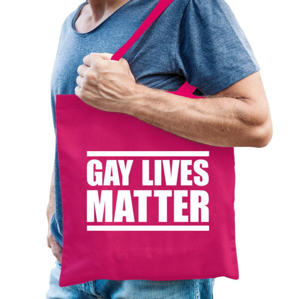 Gay lives matter protest / betoging tas anti homo discriminatie fuchsia roze voor heren