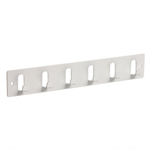Siro Kapstok - 6 ophang haken - metaal - wit - 11 x 36 cm - ruimtebesparend - wandkapstok