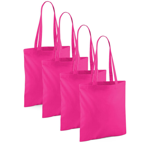 Draagtasje met hengsels - 10x - fuchsia roze - 42 x 38 cm - katoen