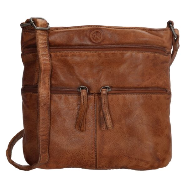 Hide & Stitches Paint Rock Leather Shoulder Bag-Dark Brown