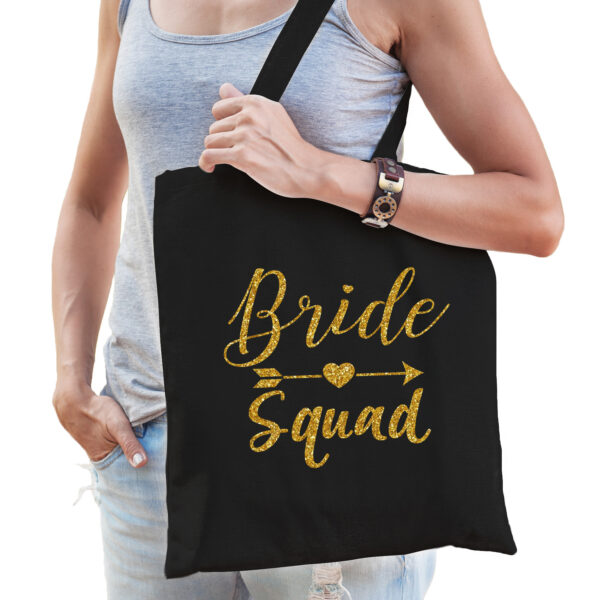 1x Bride Squad vrijgezellenfeest tasje zwart goud dames