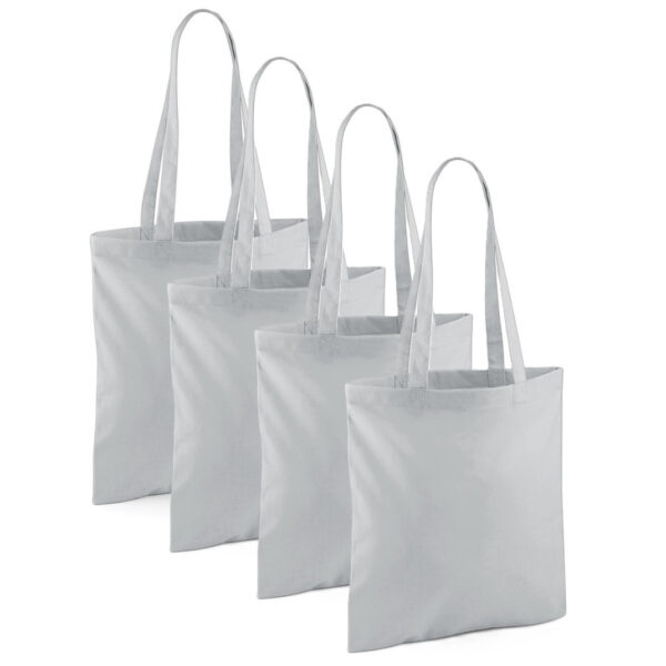 Draagtasje met hengsels - 4x - lichtgrijs - 42 x 38 cm - katoen