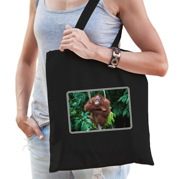 Dieren tas met apen foto zwart voor volwassenen - Orang Oetan aap cadeau tasje