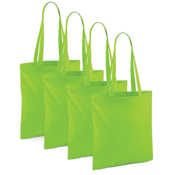 Draagtasje met hengsels - 4x - limegreen - 42 x 38 cm - katoen