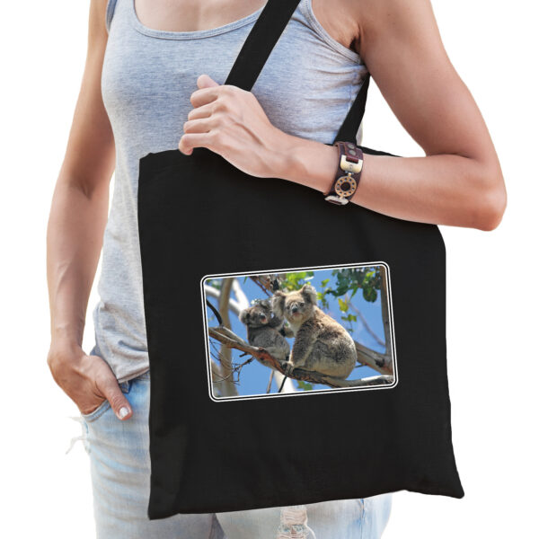 Dieren tas met koalaberen foto zwart voor volwassenen - koala cadeau tasje