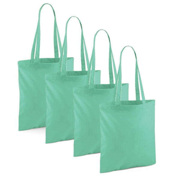 Draagtasje met hengsels - 4x - mintgroen - 42 x 38 cm - katoen