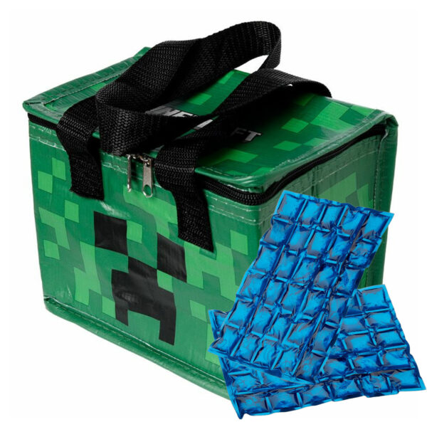 Puckator Kleine lunch koeltas met 2x flexibel koelelement - Minecraft print - 4,4 liter