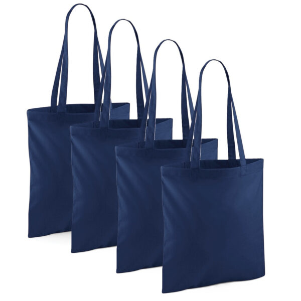 Draagtasje met hengsels - 10x - donkerblauw - 42 x 38 cm - katoen