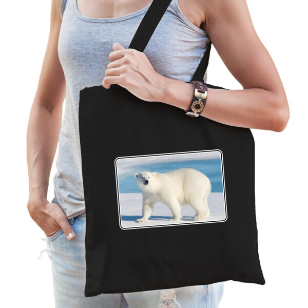 Dieren tas met ijsberen foto zwart voor volwassenen - ijsbeer cadeau tasje