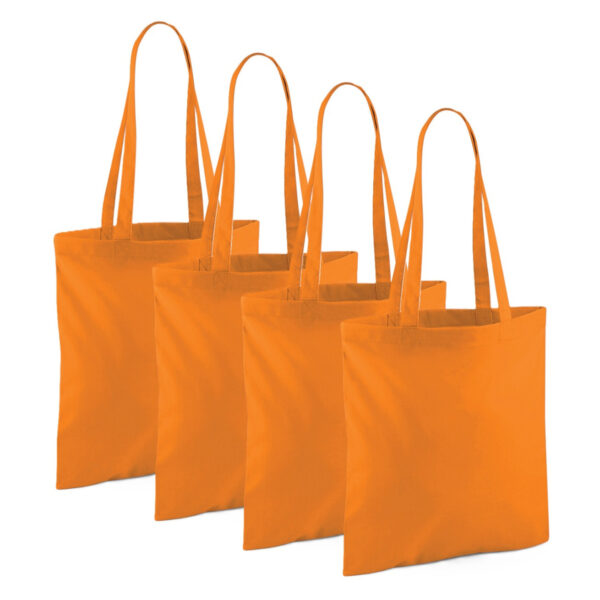 Draagtasje met hengsels - 4x - oranje - 42 x 38 cm - katoen - 10 liter - boodschappen - gymtas