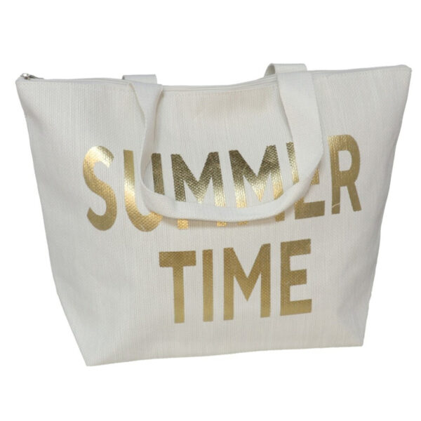 Gerimport strandtas - linnenlook - goud - 15 x 50 x 35 cm