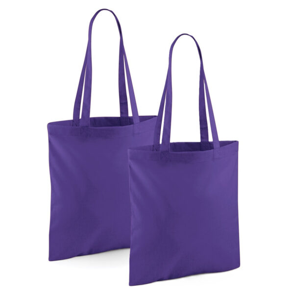 Draagtasje met hengsels - 2x - paars - 42 x 38 cm - katoen - 10 liter - boodschappen - gymtas