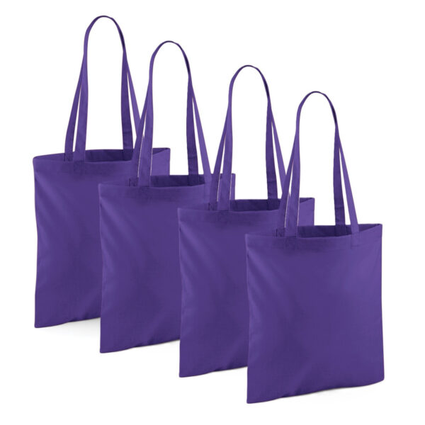 Draagtasje met hengsels - 10x - paars - 42 x 38 cm - katoen