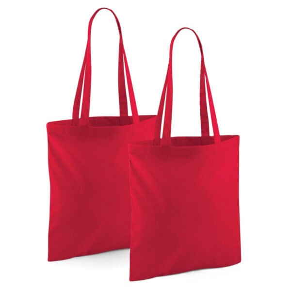 Draagtasje met hengsels - 2x - rood - 42 x 38 cm - katoen