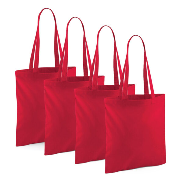 Draagtasje met hengsels - 10x - rood - 42 x 38 cm - katoen